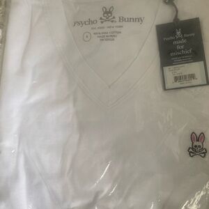 Psycho Bunny, Men’s Classic V neck tee, XXL, White